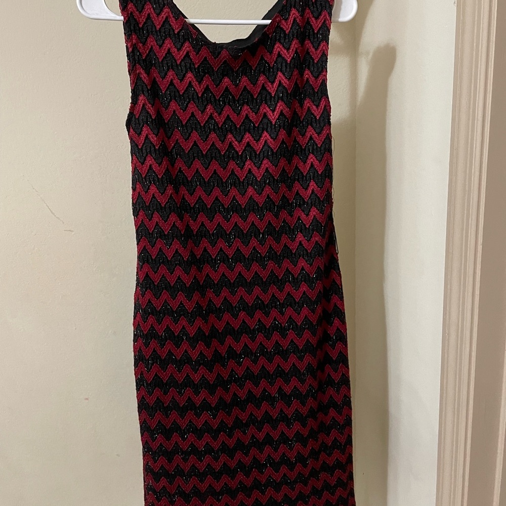 Red and Black MIDI dress